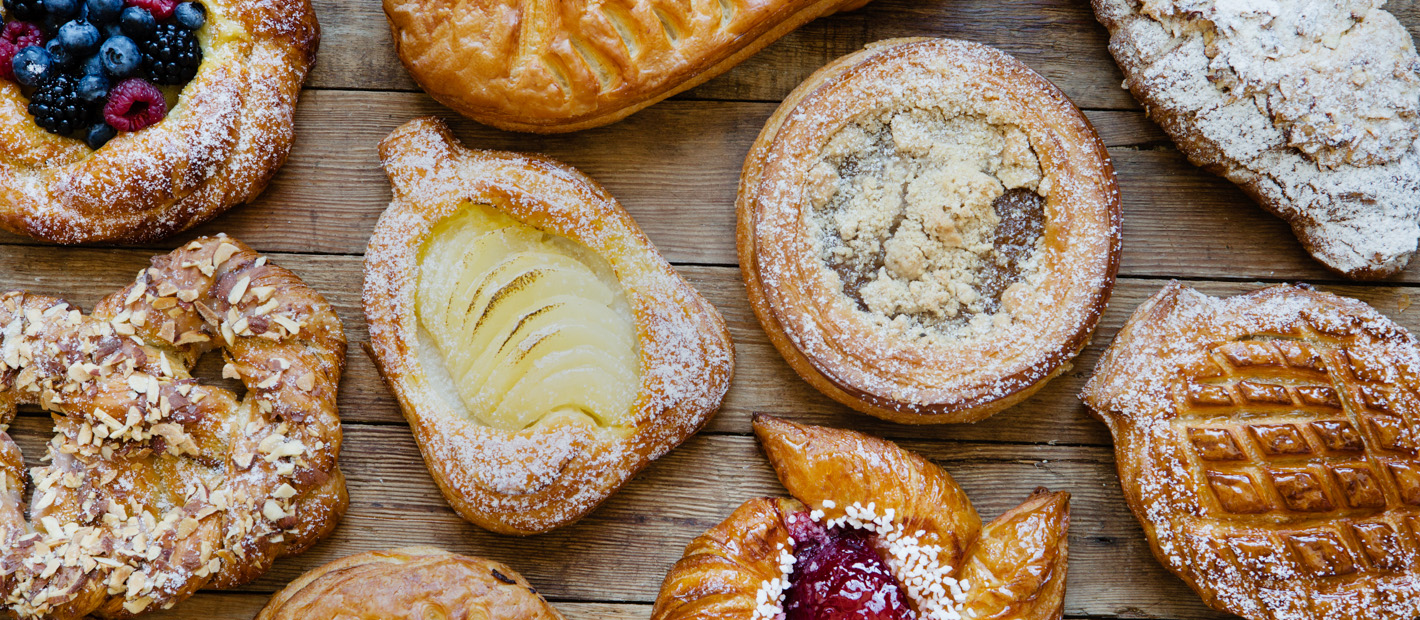 Overhead view of a variety of pastry